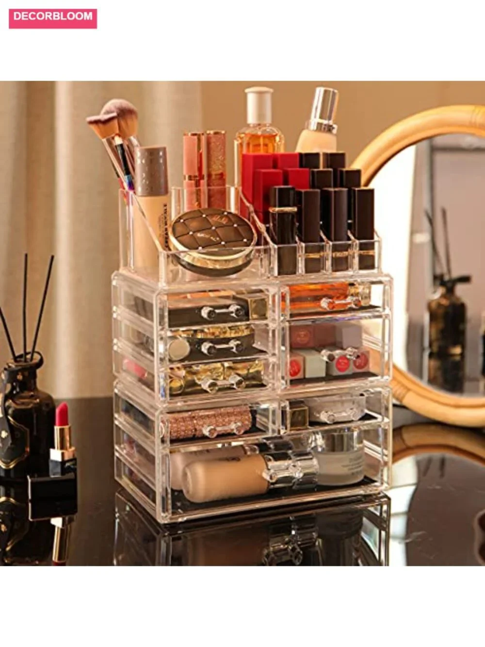 Acrylic 8 Drawer Stackable Makeup Organizer Countertop